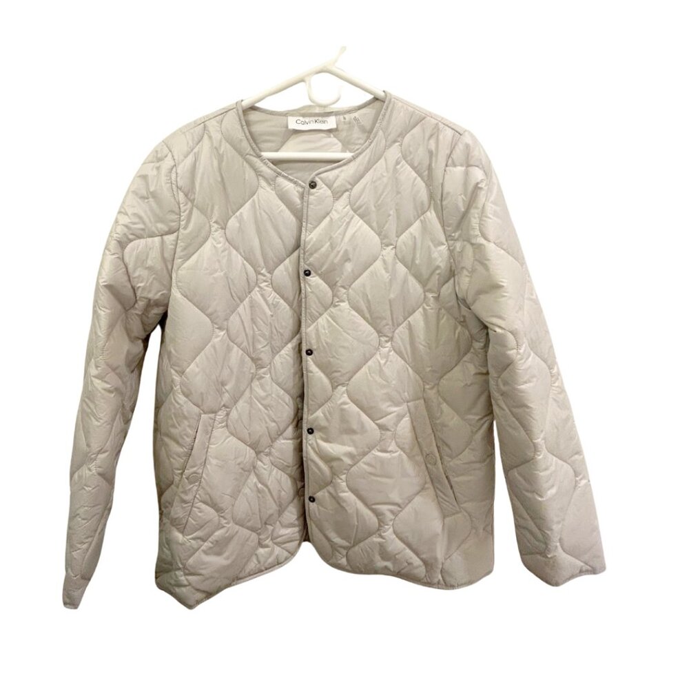 CALVIN KLEIN - CREAM GRAY - DIAMON QUILTED JACKET